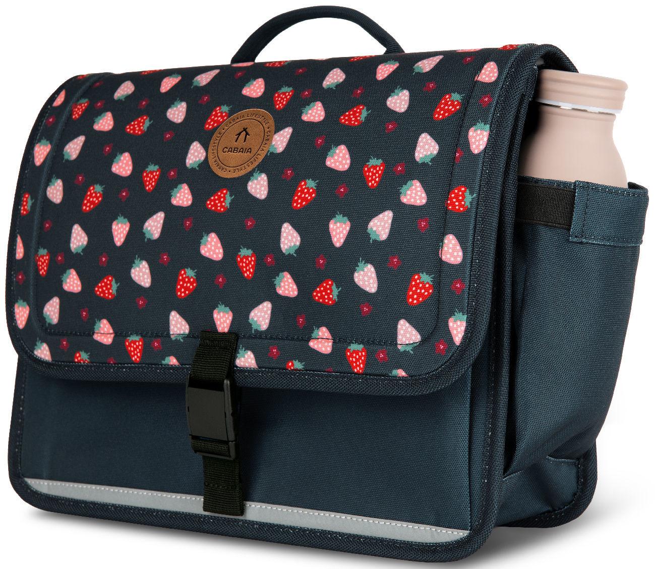 Cabaia Schulranzen Plougastel Medium Erdbeeren dunkelblau Reflektor