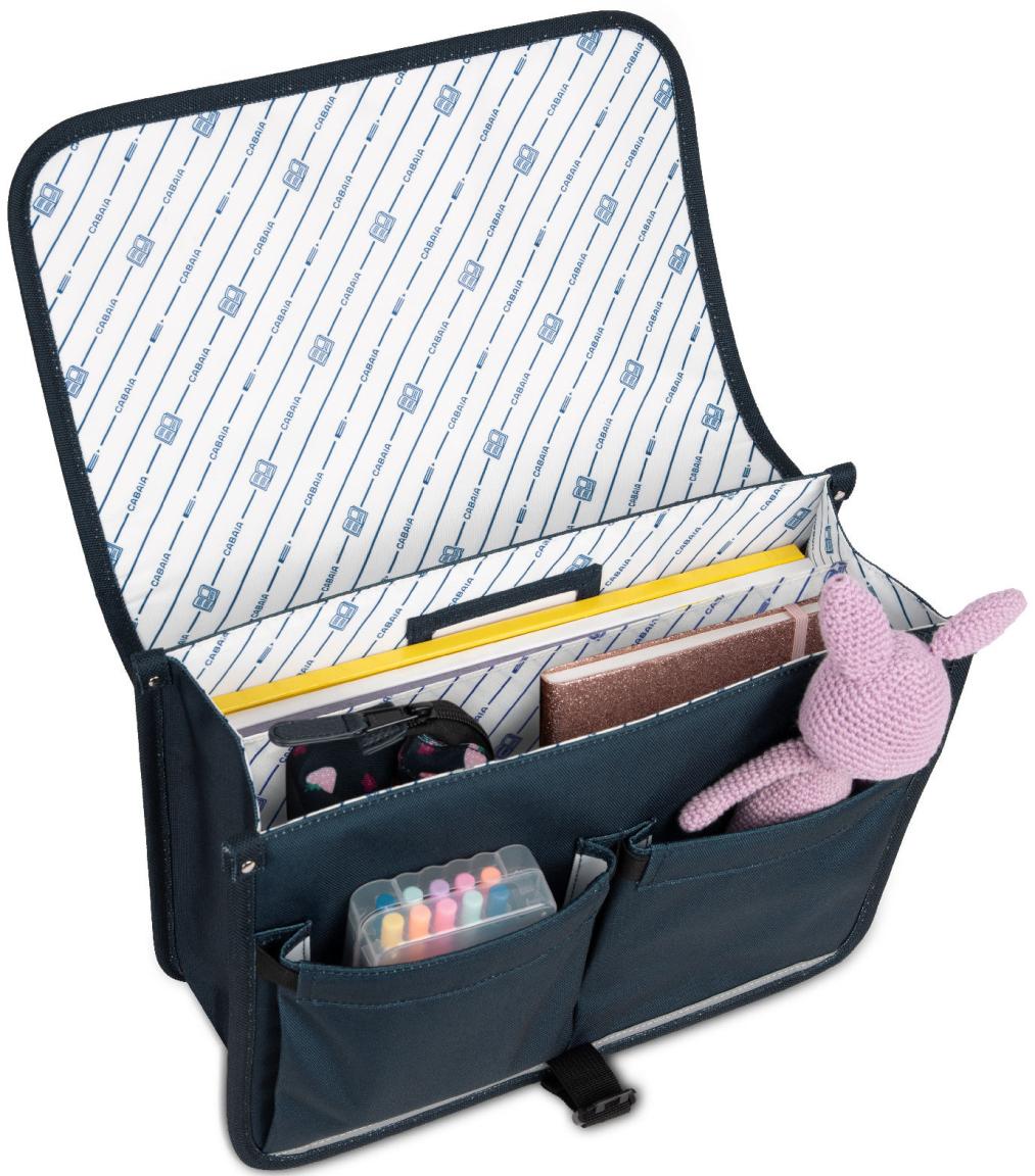 Cabaia Schulranzen Plougastel Medium Erdbeeren dunkelblau Reflektor