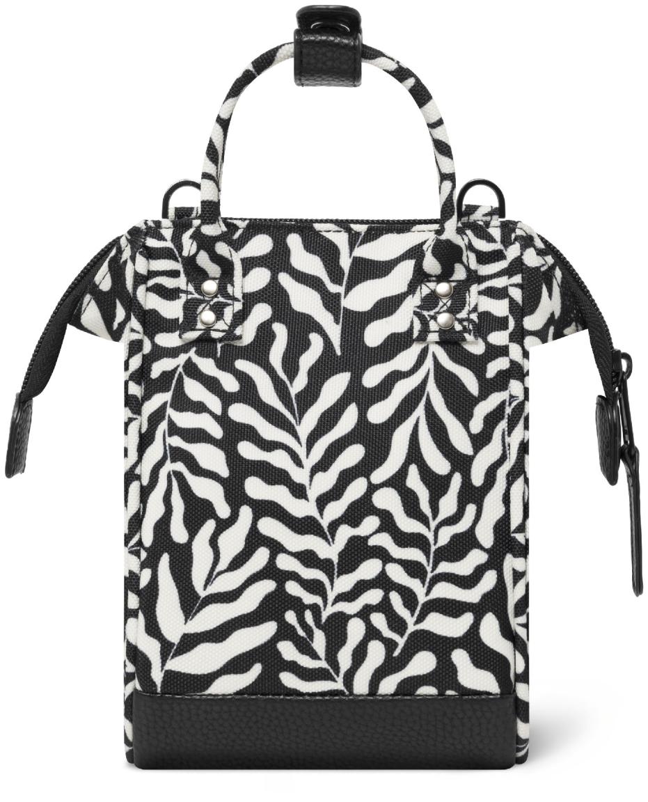 Cabaia Umhängetasche Nano Luanda schwarz Vegan weiße Blätter