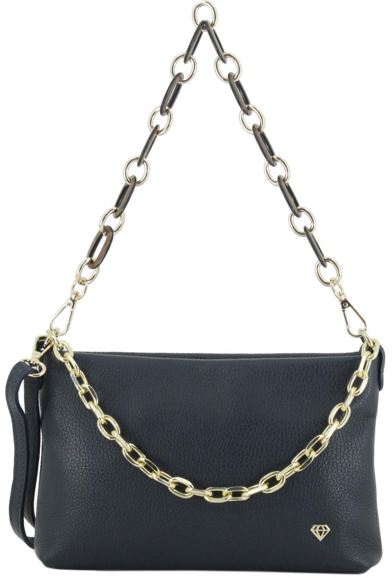 Caleidos Abendtasche metallic Echtleder Italien Kette