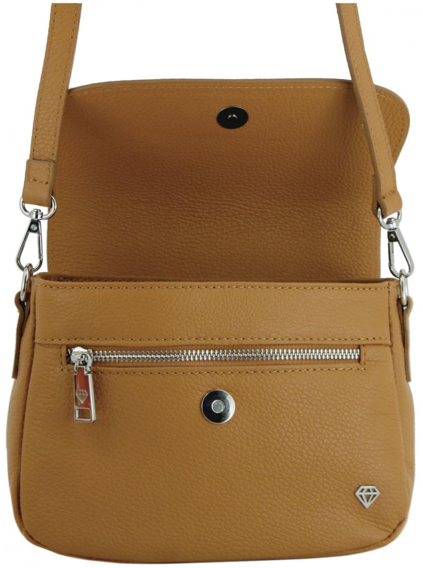 Caleidos Crossover Bag Italien Echtleder braun Überschlag