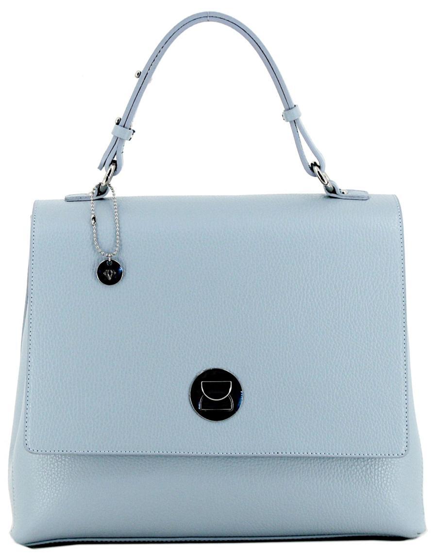 Caleidos Damen Ledertasche italienisch Hellblau Sky Blue Metallcharme