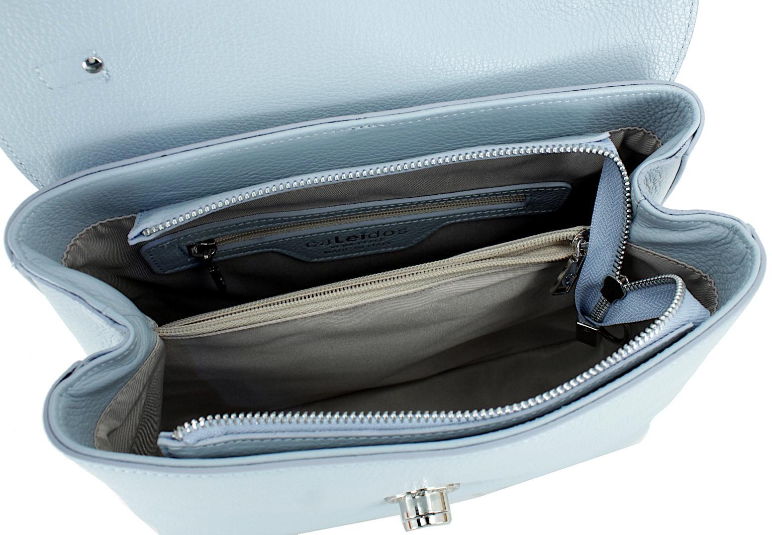 Caleidos Damen Ledertasche italienisch Hellblau Sky Blue Metallcharme