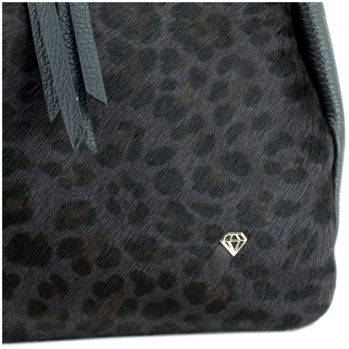 Caleidos Felltasche mit Kettendetails Black Animal
