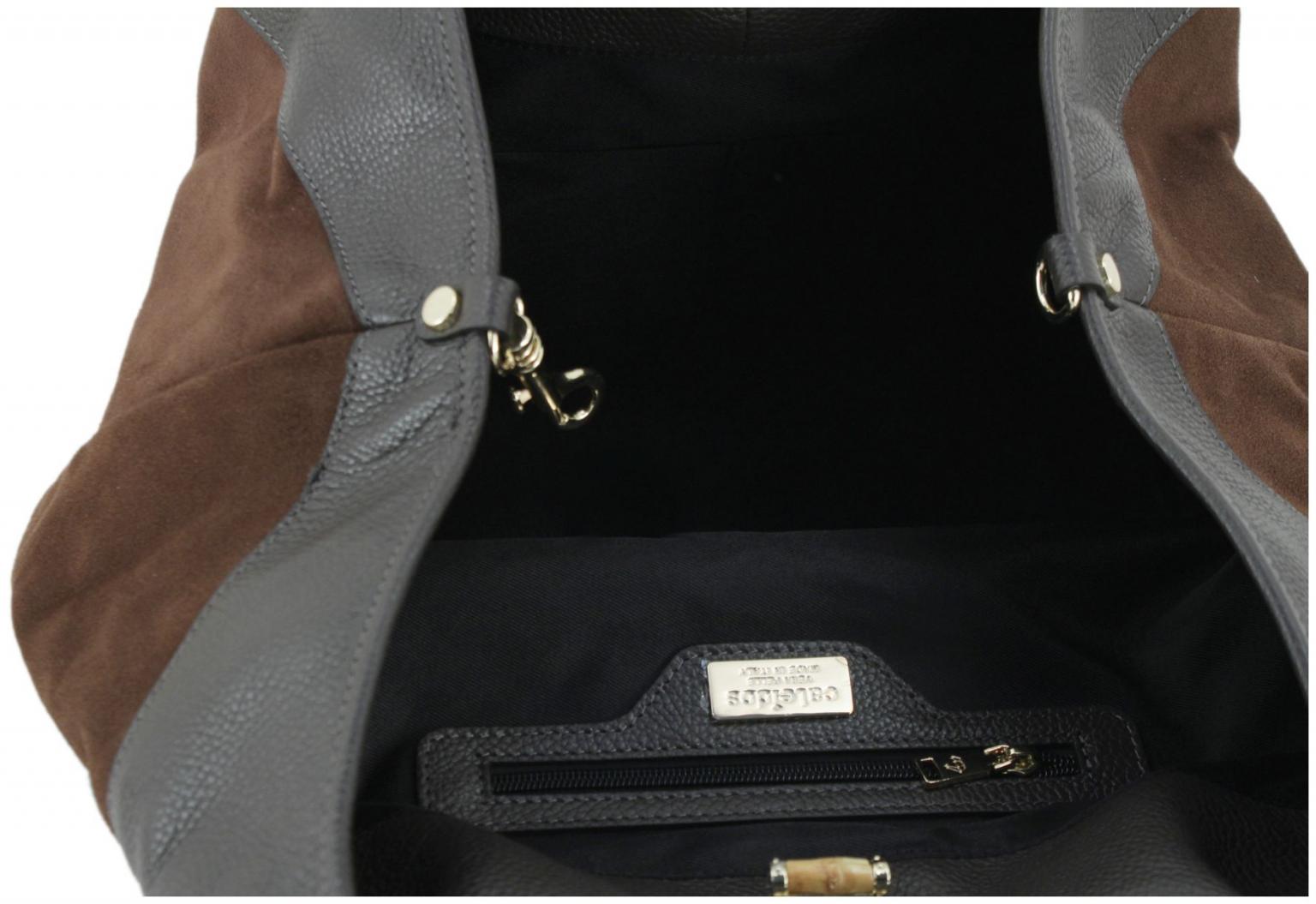 Caleidos Henkeltasche Leder Beutel Dunkelbraun