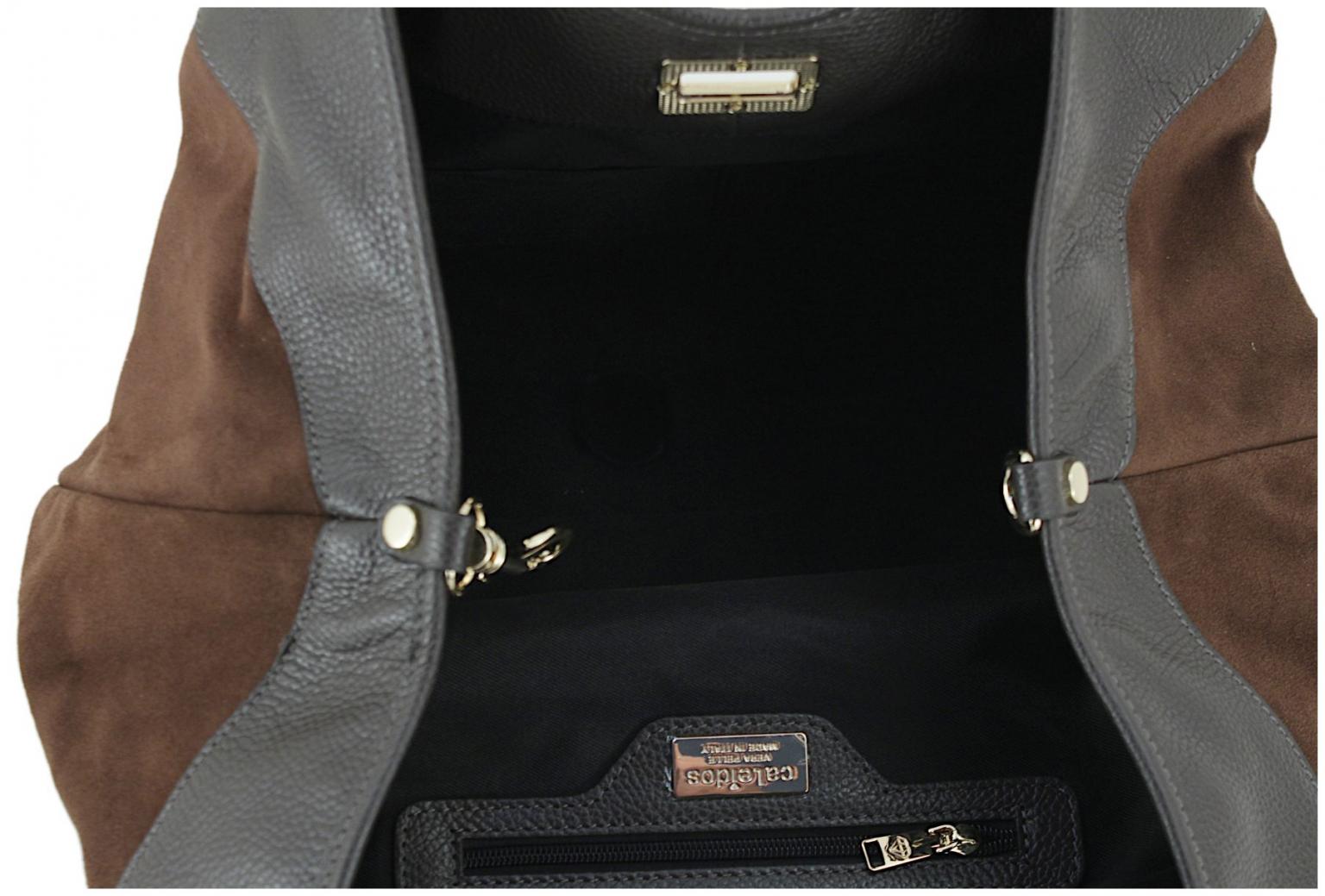 Caleidos Henkeltasche Leder Beutel Dunkelbraun