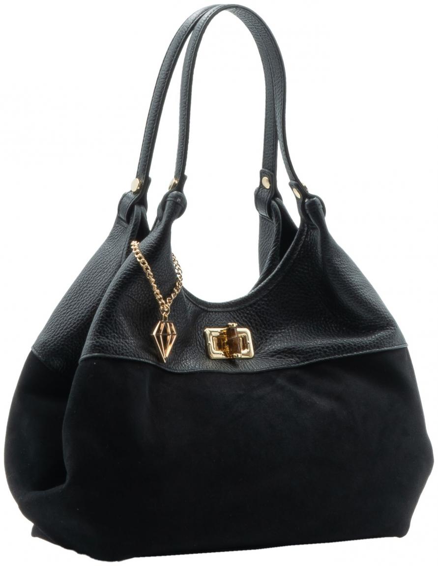 Caleidos Kurzgrifftasche Beutel Leder schwarz