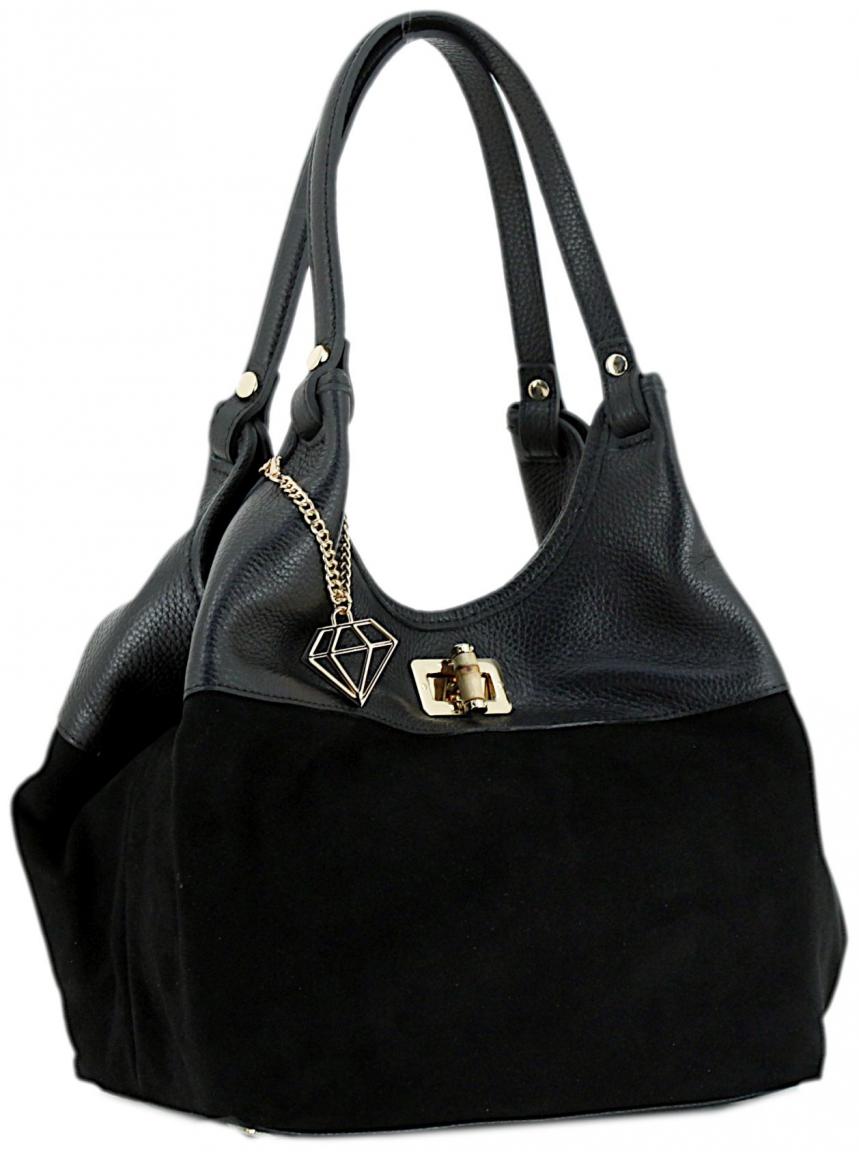 Caleidos Kurzgrifftasche Beutel Leder schwarz