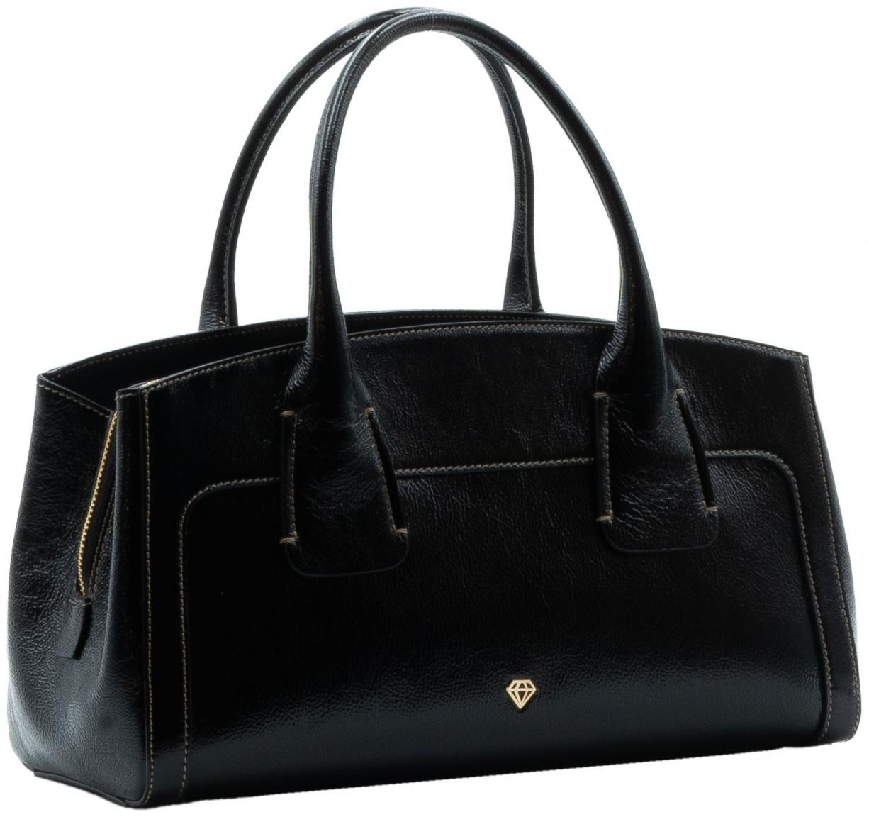 Caleidos Kurzgrifftasche Lackleder gekrinkelt Black