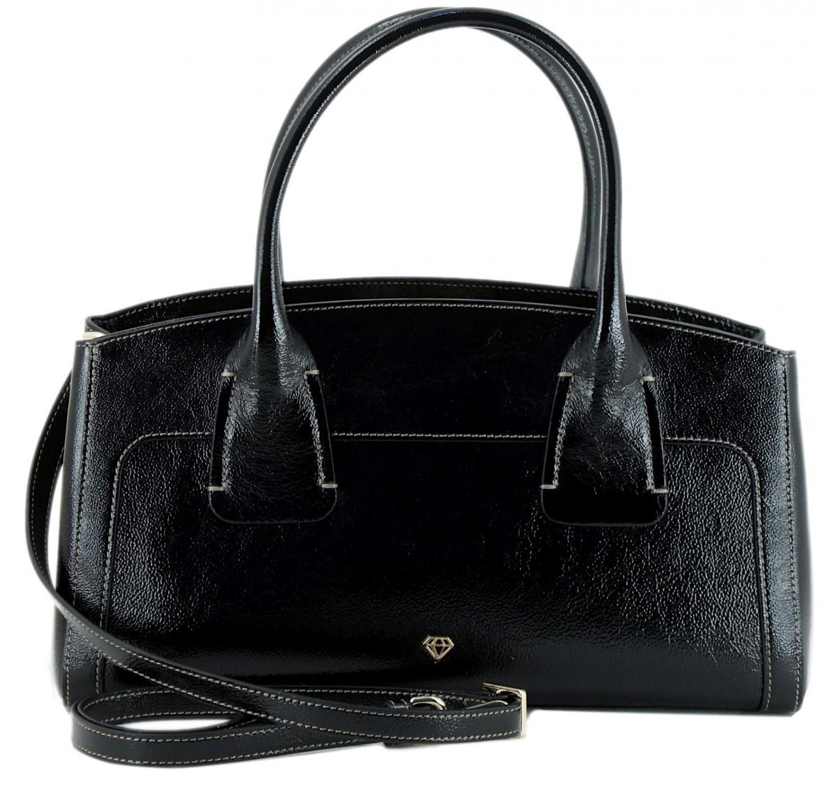 Caleidos Kurzgrifftasche Lackleder gekrinkelt Black