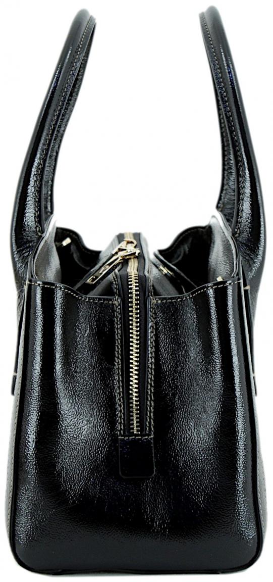 Caleidos Kurzgrifftasche Lackleder gekrinkelt Black