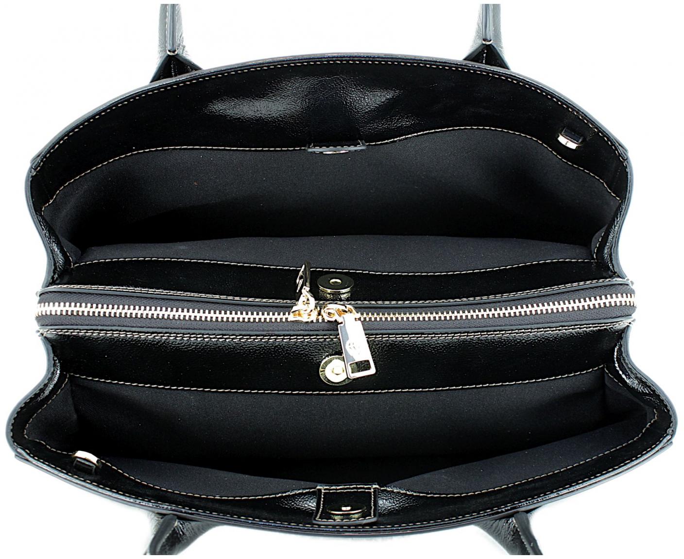 Caleidos Kurzgrifftasche Lackleder gekrinkelt Black