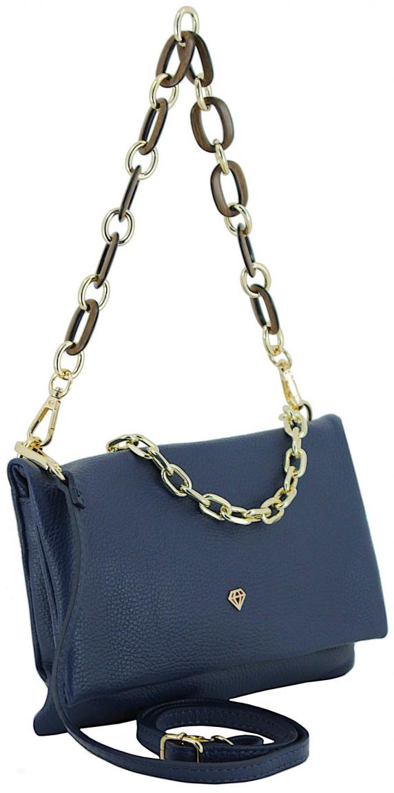 Caleidos Ledertasche Überschlag marine Kette
