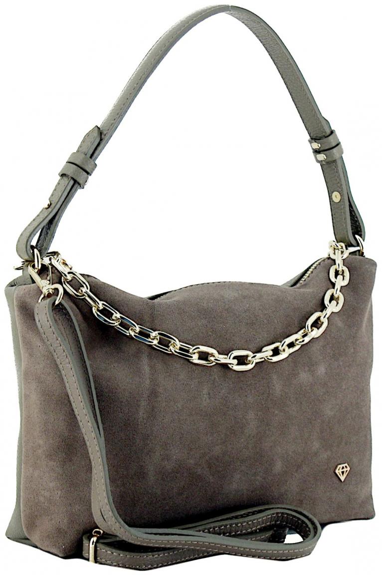 Caleidos Ledertasche mit Kette Caleidos Taupe Velours