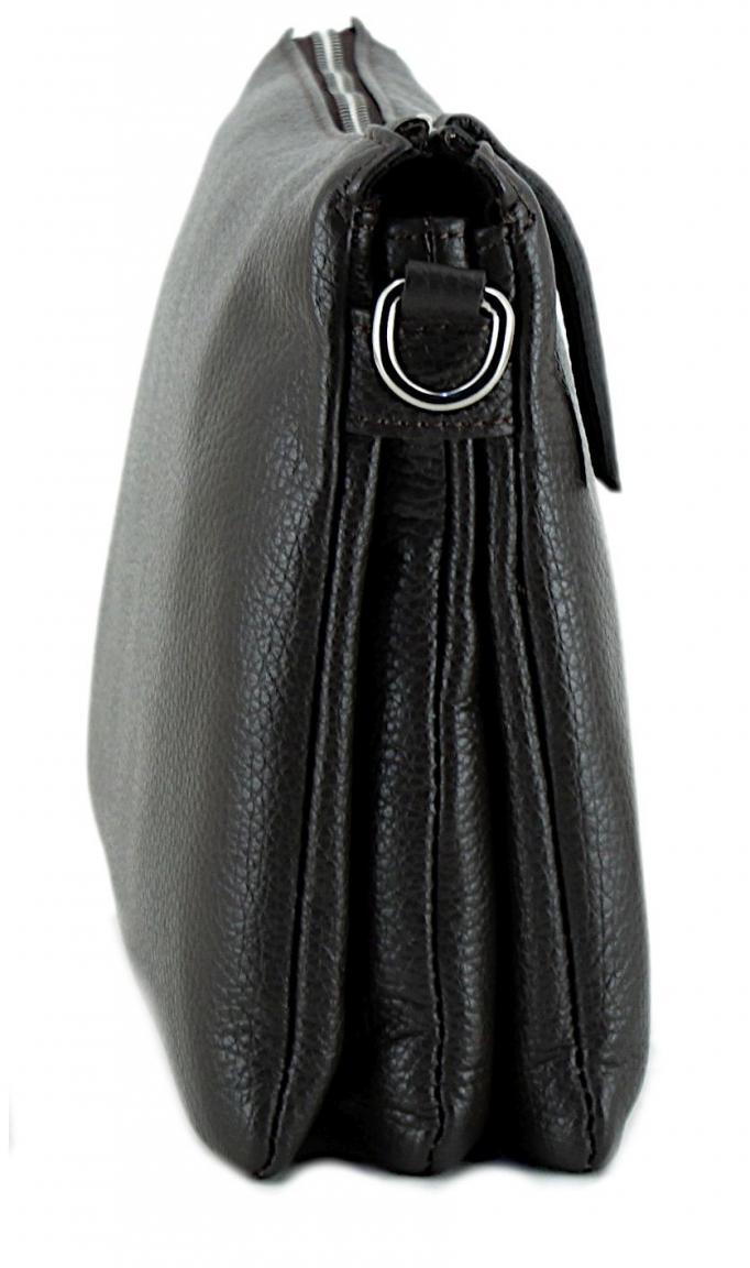 Caleidos Schultertasche italienisches Leder Dunkelbraun