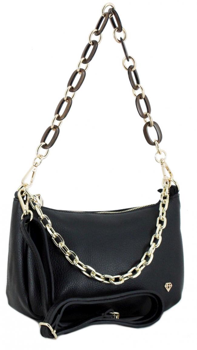 Caleidos Schultertasche klassisch Schwarz Kette