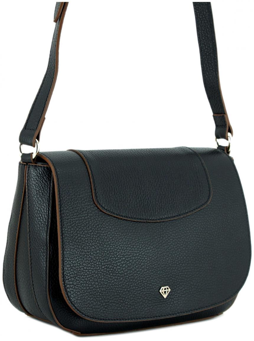 Caleidos Schultertasche schwarz mit braunen Akzenten