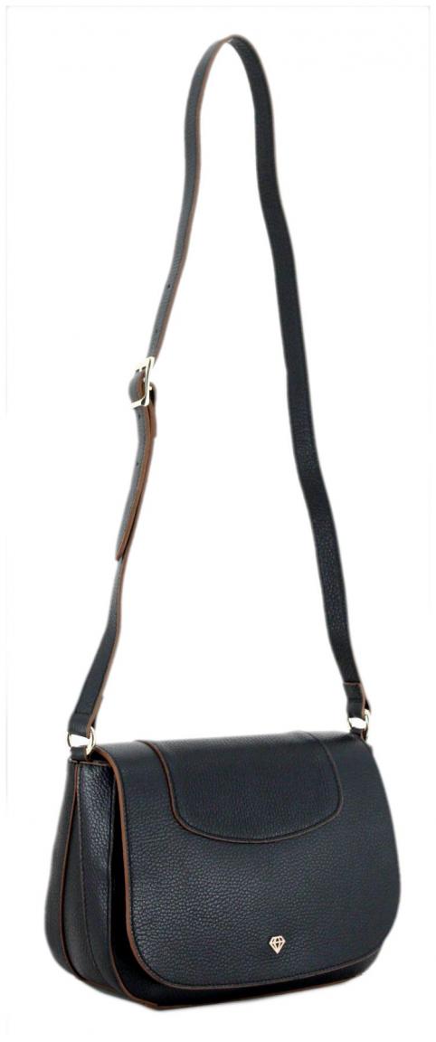 Caleidos Schultertasche schwarz mit braunen Akzenten