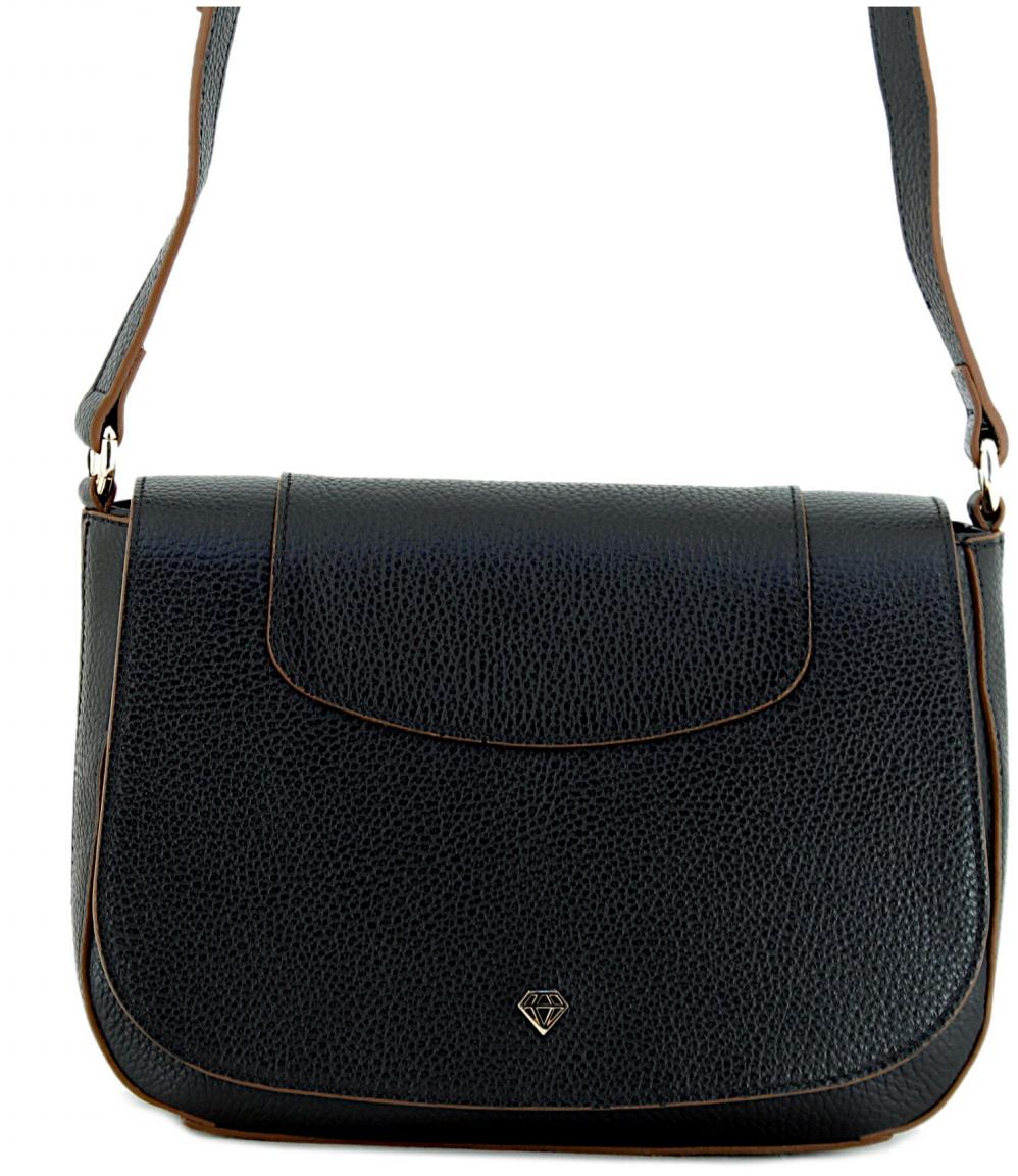 Caleidos Schultertasche schwarz mit braunen Akzenten
