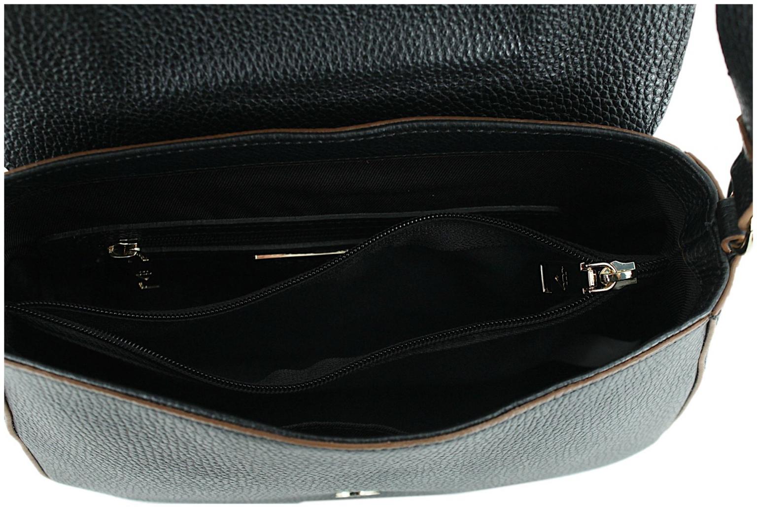 Caleidos Schultertasche schwarz mit braunen Akzenten