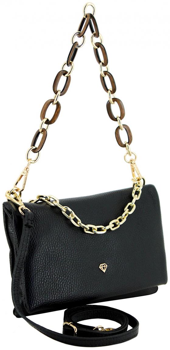 Caleidos Überschlagtasche Leder schwarz klassisch elegant