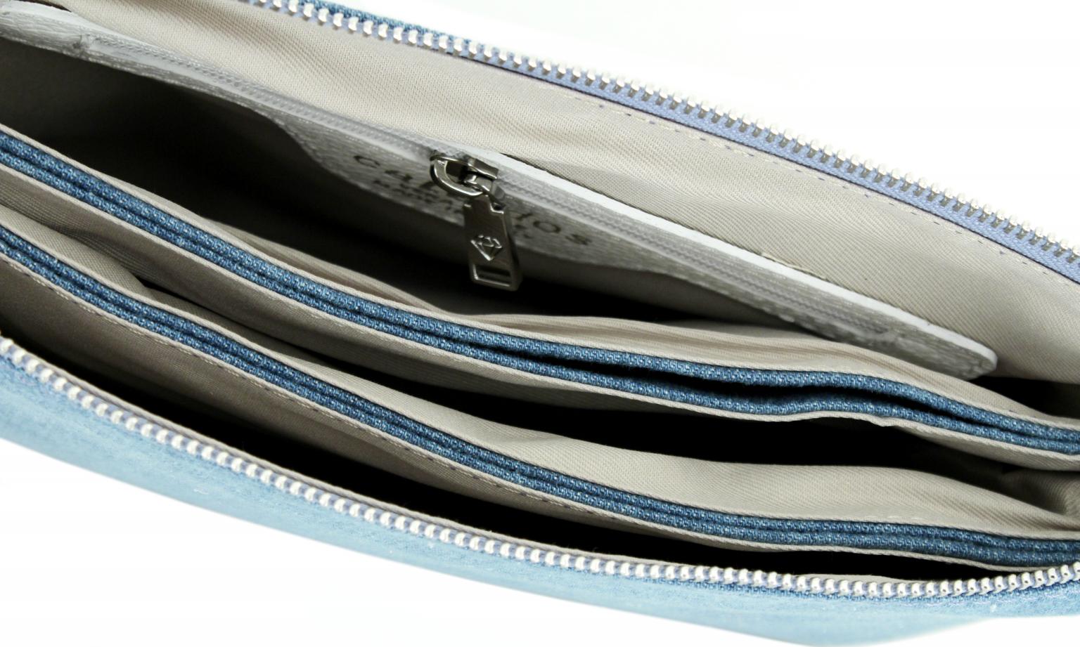 Caleidos blaue Schultertasche Jeansoptik Italien