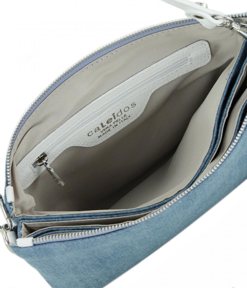 Caleidos blaue Schultertasche Jeansoptik Italien