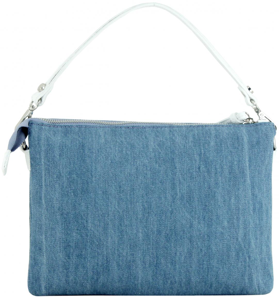 Caleidos blaue Schultertasche Jeansoptik Italien