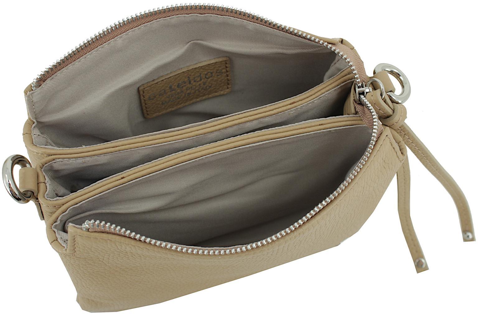 Caleidos klassische Crossovertasche Leder schwarz dreigeteilt