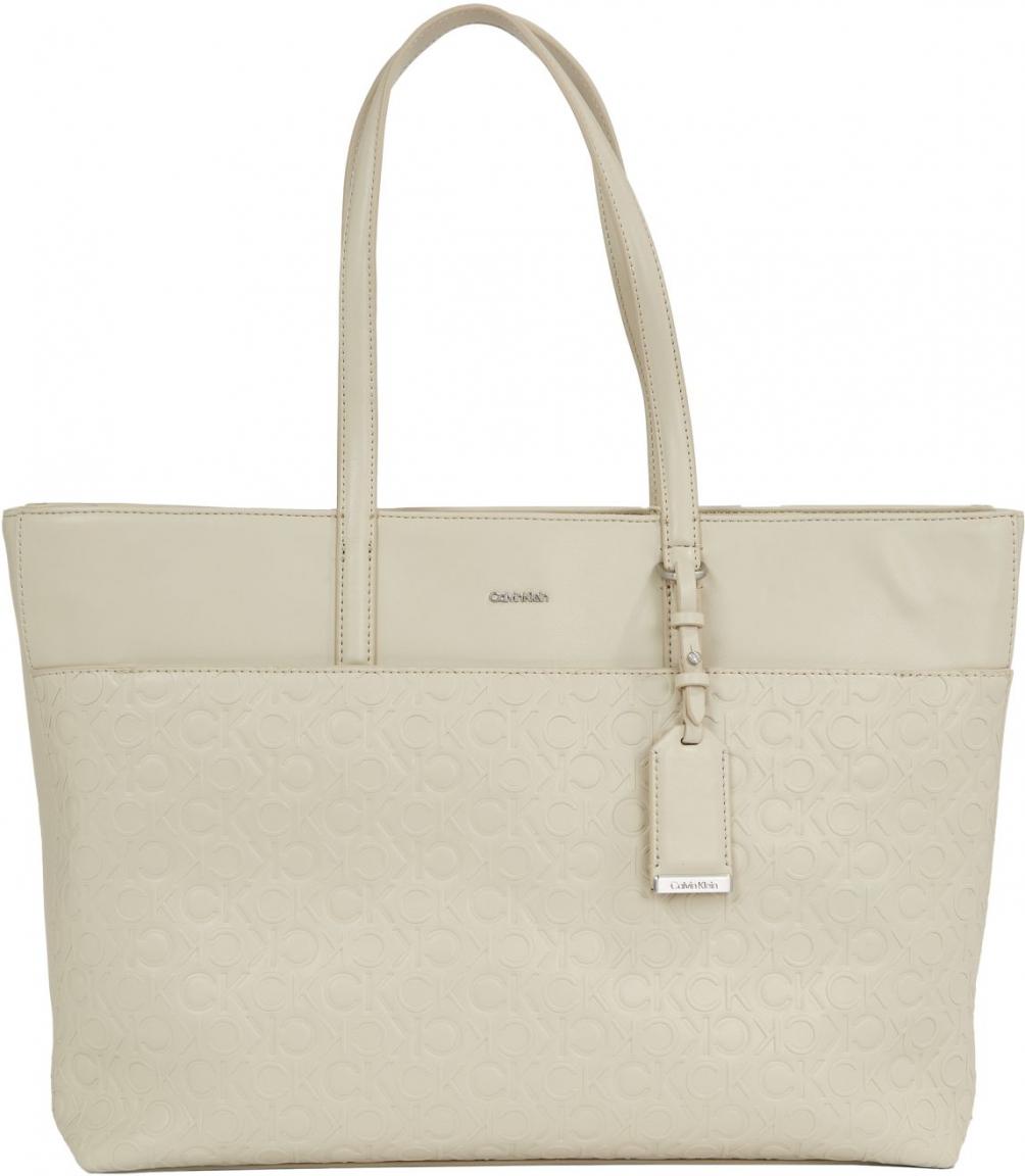 Calvin Klein Henkeltasche CK Must Shopper Monogrammprägung hellbeige