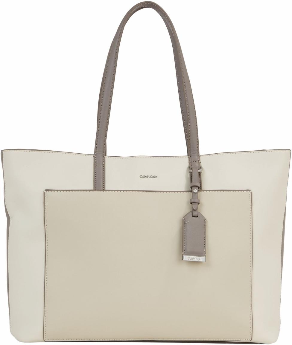 Calvin Klein Shoppertasche Color Block beige taupe Anhänger