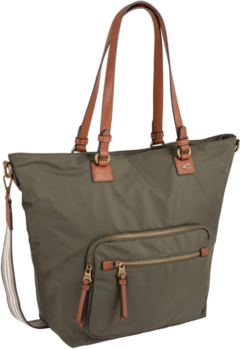 Camel Active Damen Nylonshopper Bari Khakigrün Lederdetails