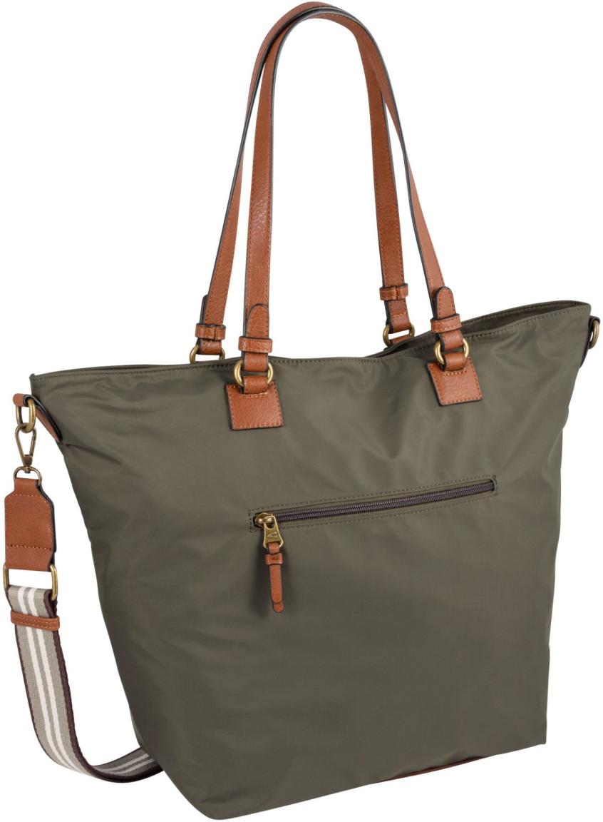 Camel Active Damen Nylonshopper Bari Khakigrün Lederdetails