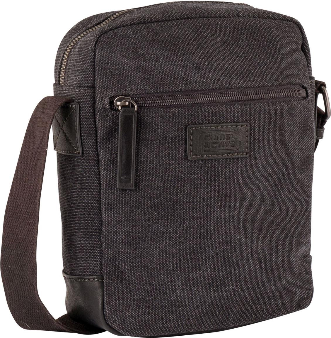 Camel Active Herren Stofftasche Crossover Mountain Dunkelgrau Ledereinsatz