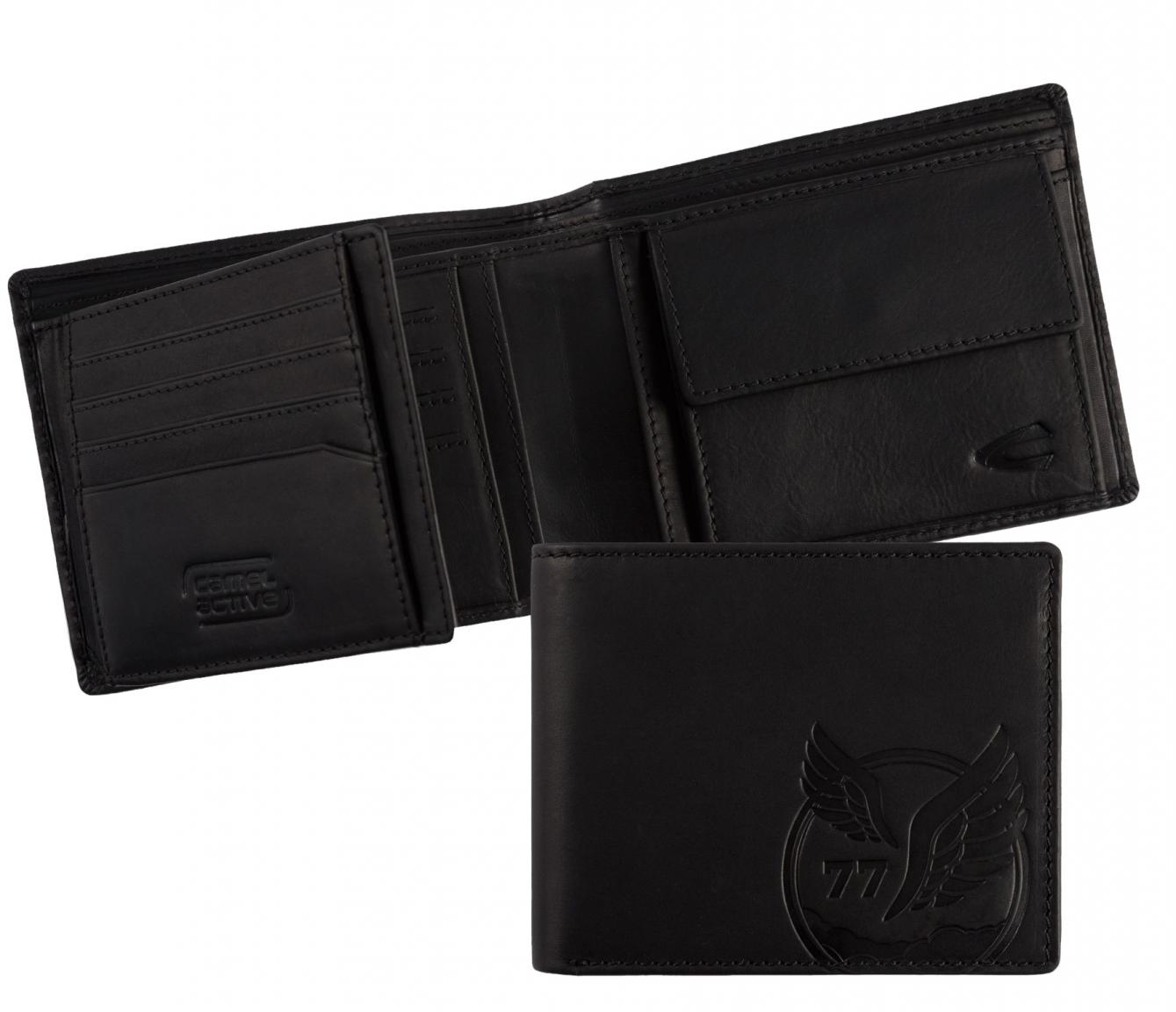 Camel Active Lederbörse Herren Querformat Nepal Black Prägung