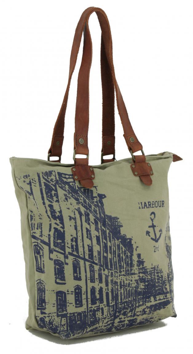 Canvas Handtasche Harbour2nd CV-Annen Navy sandbeige dunkelblau Print