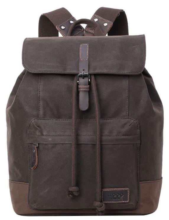 Canvas-Rucksack troop Classic Dunkelbraun Anhänger