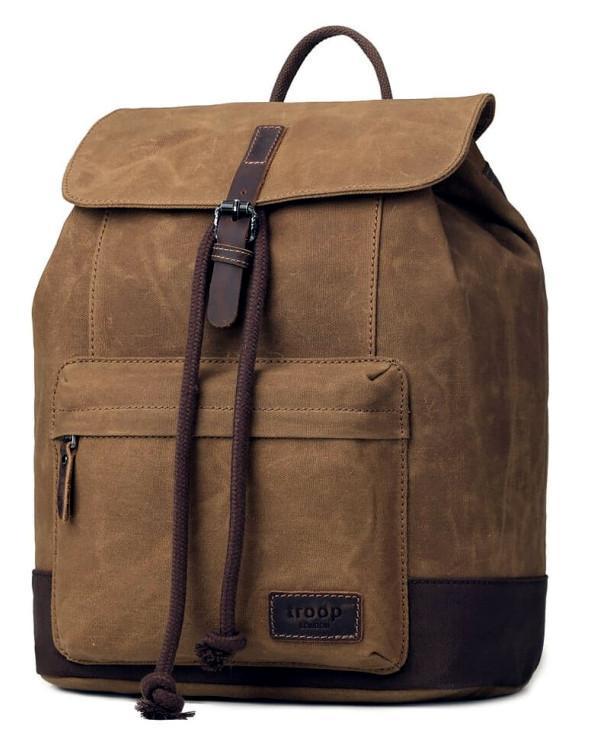 Canvas-Rucksack troop Classic Dunkelbraun Anhänger