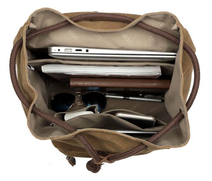 Canvas-Rucksack troop Classic Dunkelbraun Anhänger