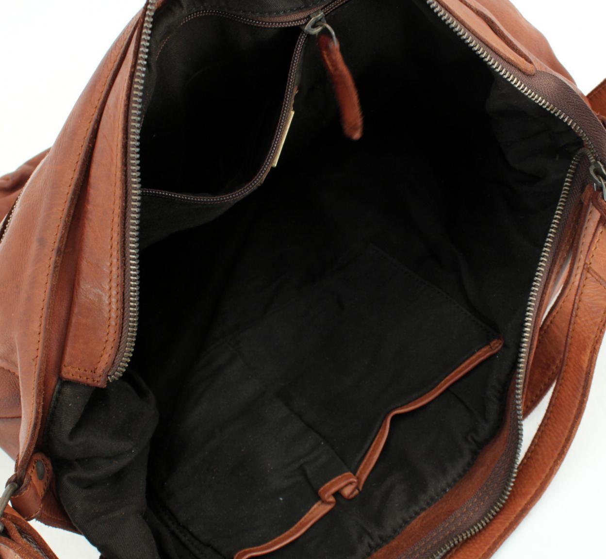 Cayenne schwarz Vintage Leder Beuteltasche Rucksack Harbour2nd