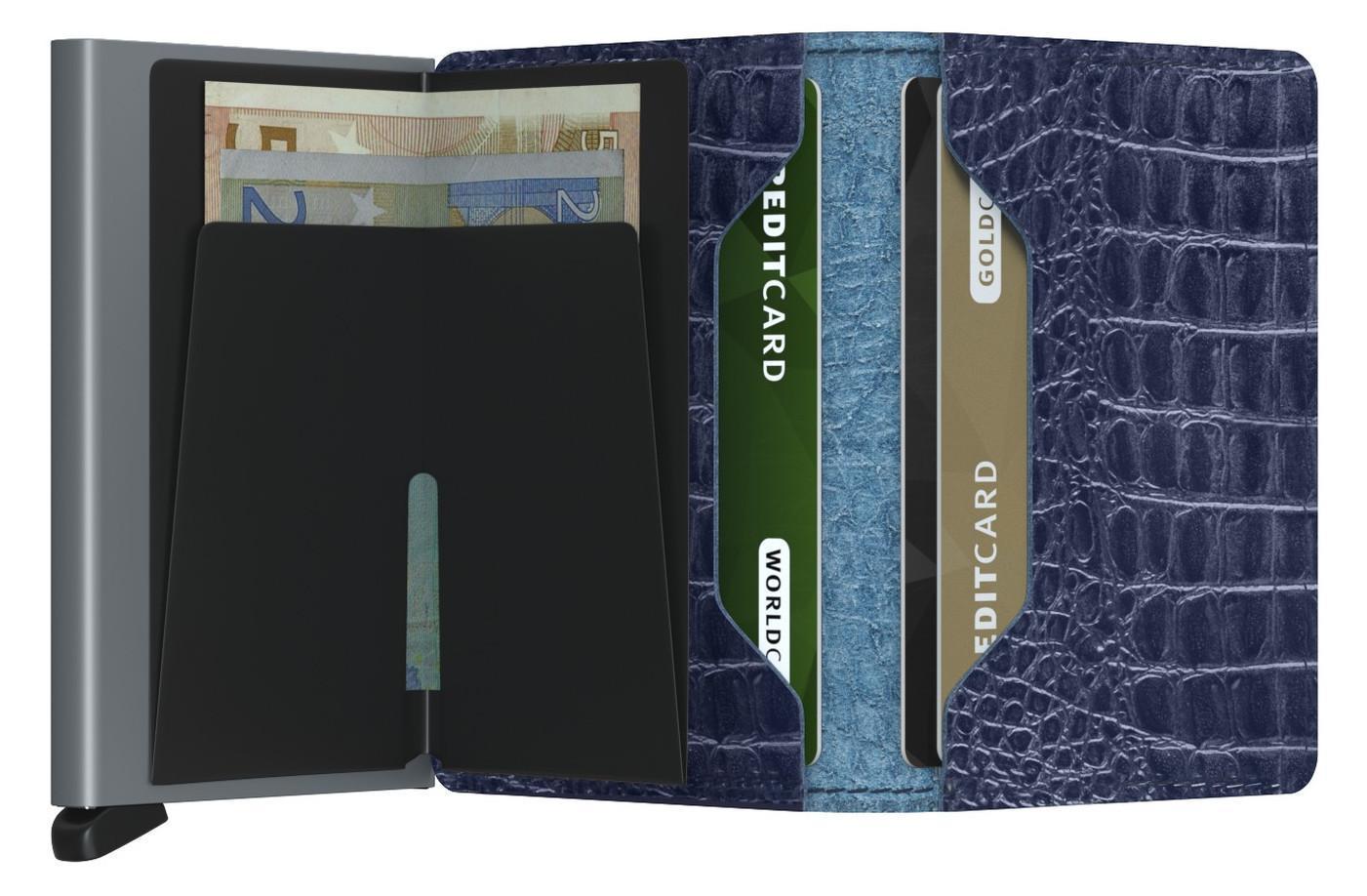 Chipkartenetui Secrid Slimwallet Krokoprägung RFID-Schutz Nile Blue