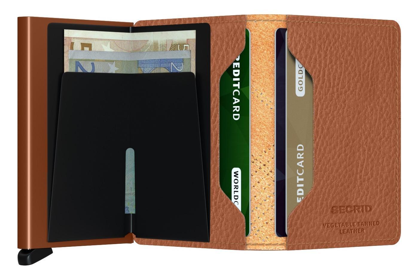 Chipkartenhülle Secrid Slimwallet Stickerei Karamell braun
