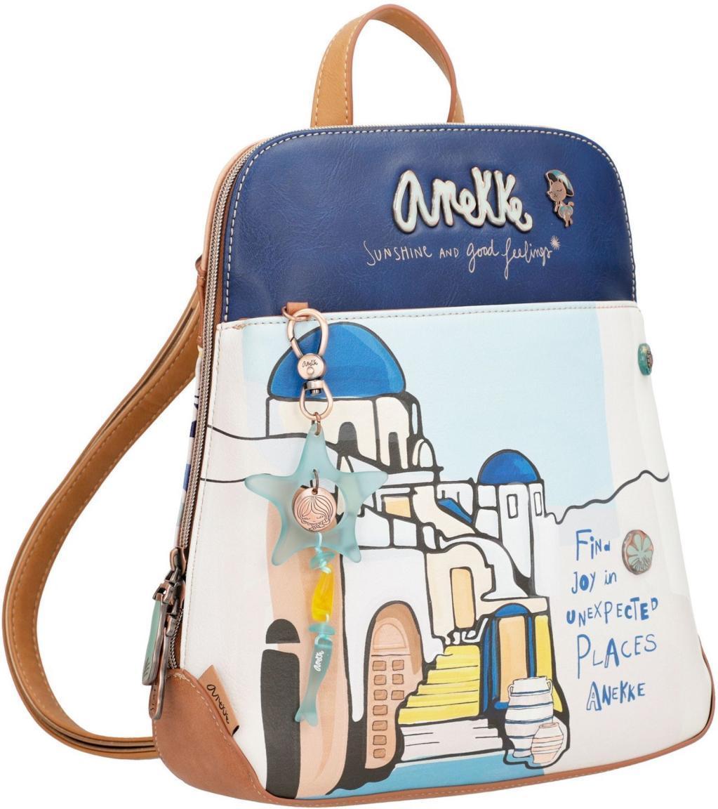 City-Rucksack Anekke Sunrise Skyline Mediterranes Flair Santorin Blau bunt