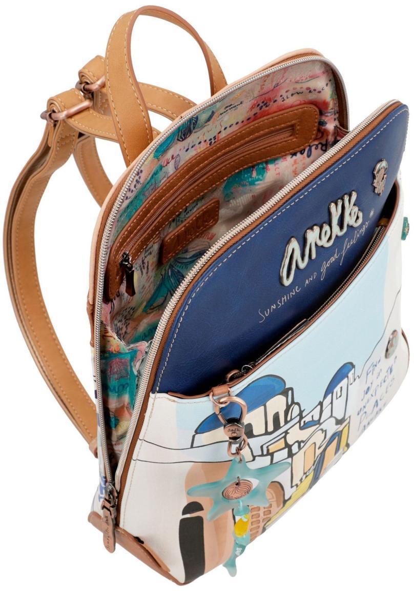 City-Rucksack Anekke Sunrise Skyline Mediterranes Flair Santorin Blau bunt