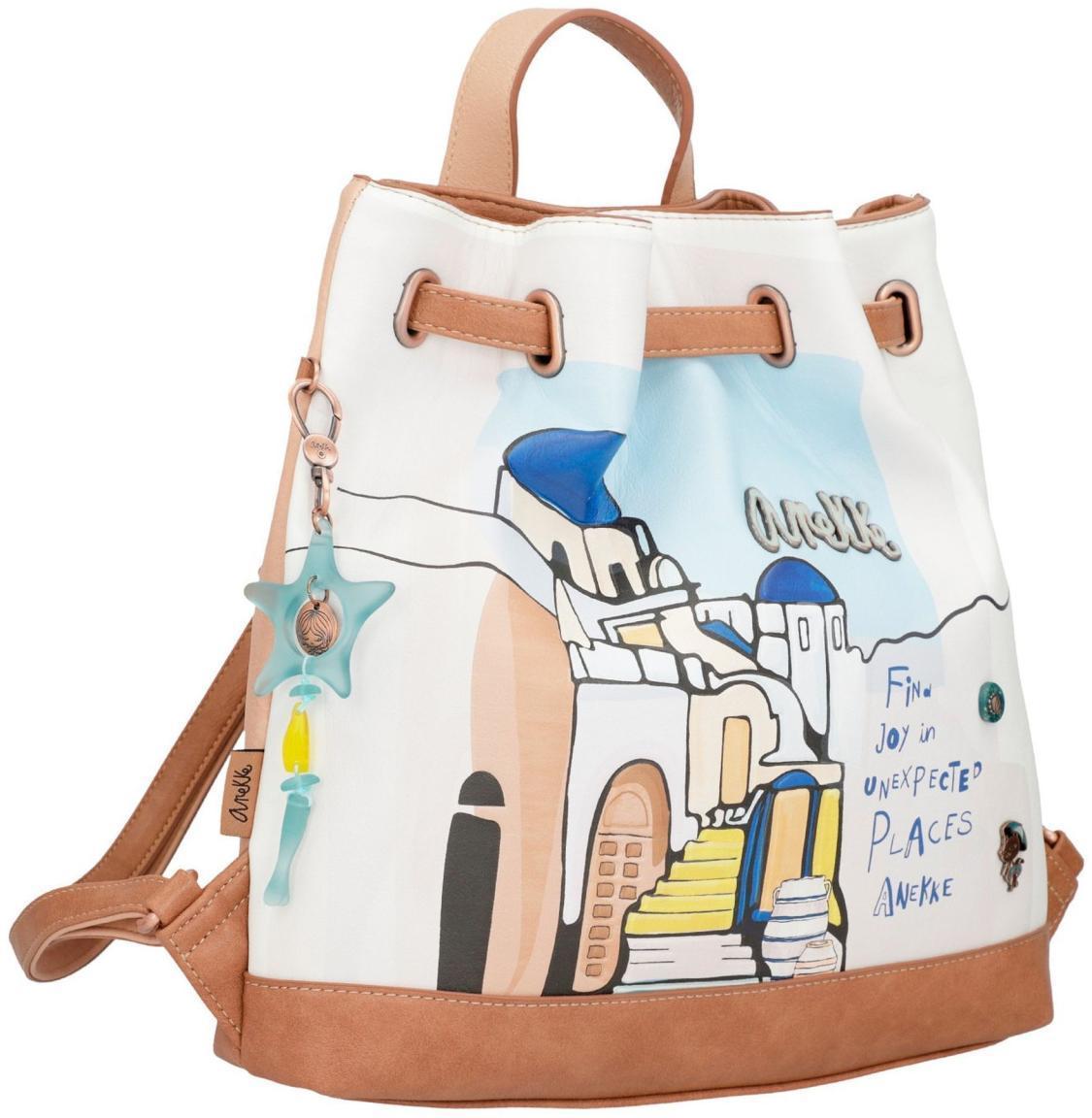 City-Rucksack Anekke Sunrise Skyline Mediterranes Flair Santorin Blau bunt