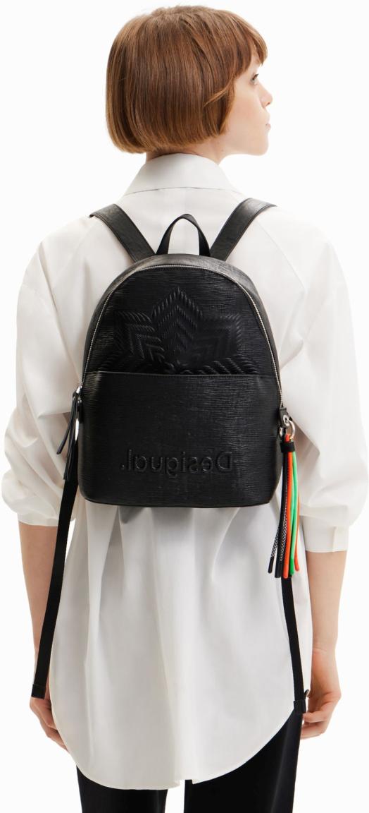 Citybackpack schwarz Struktur Prägung Mombasa Mini Aquiles Desigual