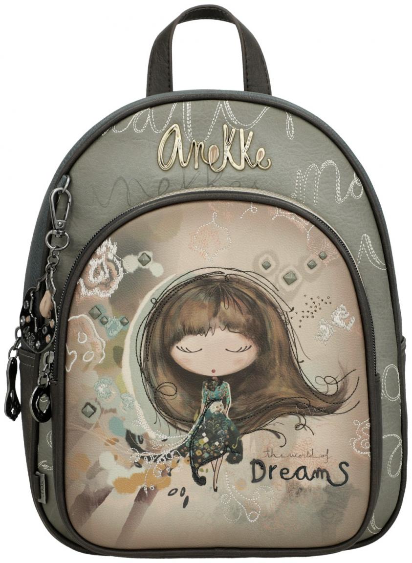 Cityrucksack Anekke Real Stickerei beige taupe Glitzer Nieten