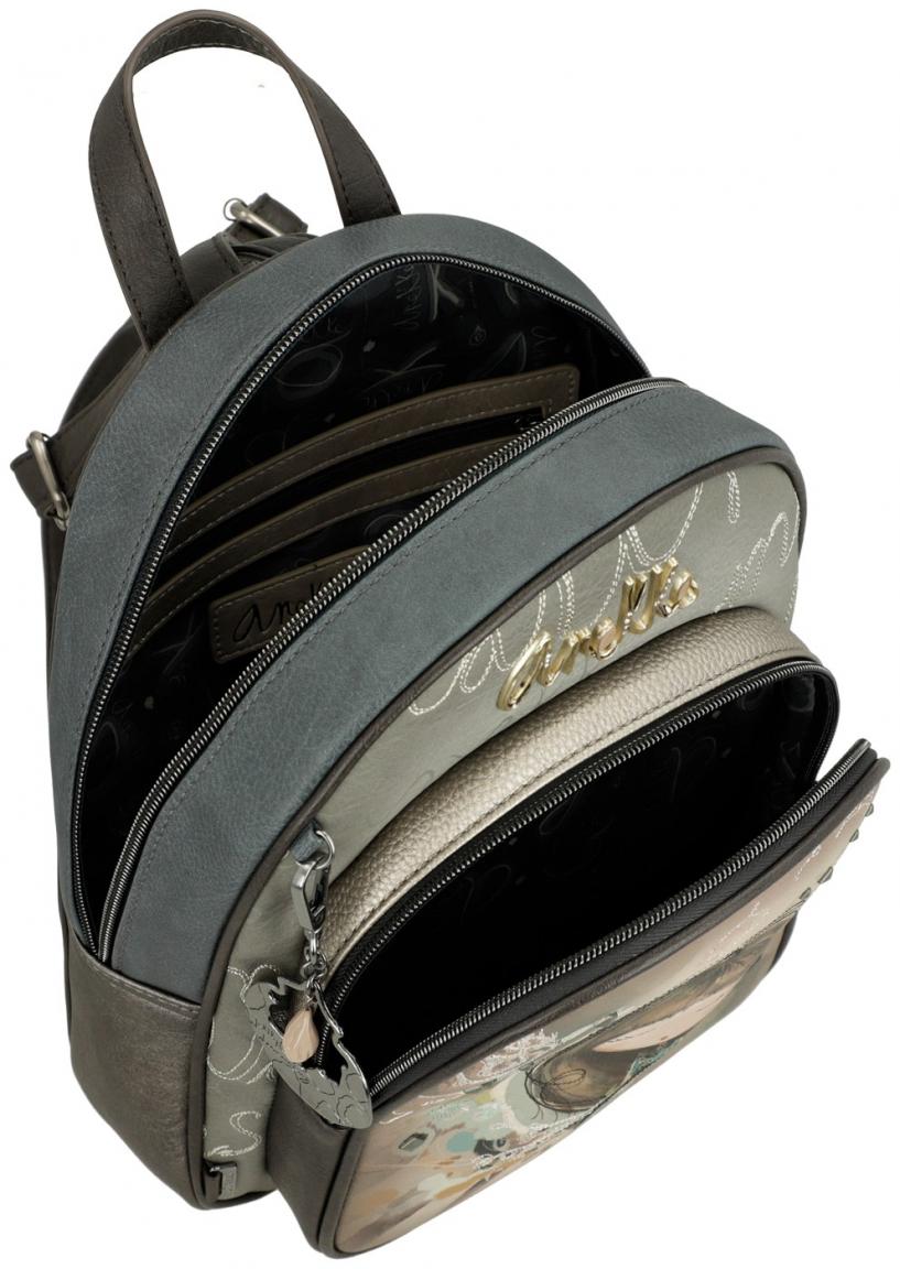 Cityrucksack Anekke Real Stickerei beige taupe Glitzer Nieten