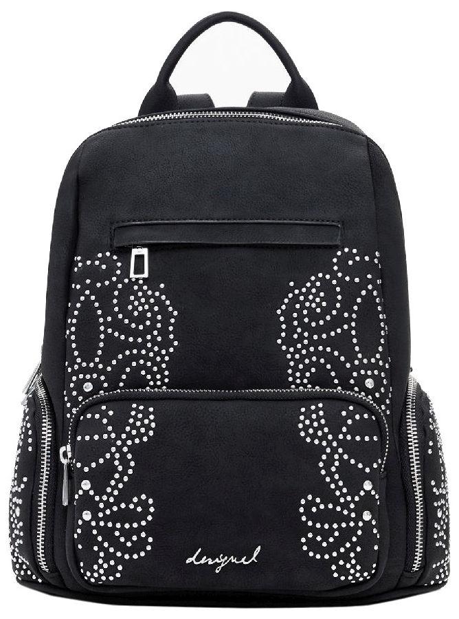 Cityrucksack Desigual schwarz Nieten Chester mini Poker Face filigran