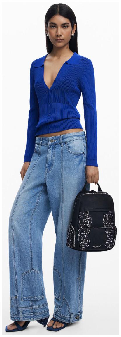 Cityrucksack Desigual schwarz Nieten Chester mini Poker Face filigran